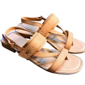 Frye and Co Cassia‎ Tan Strappy Thong Sandals Womens 9M Hook Loop Slingback